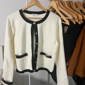 Babaton Black and White Cardigan with Gold Accents
